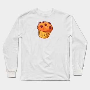 Cup Cake Cartoon Illustration Long Sleeve T-Shirt